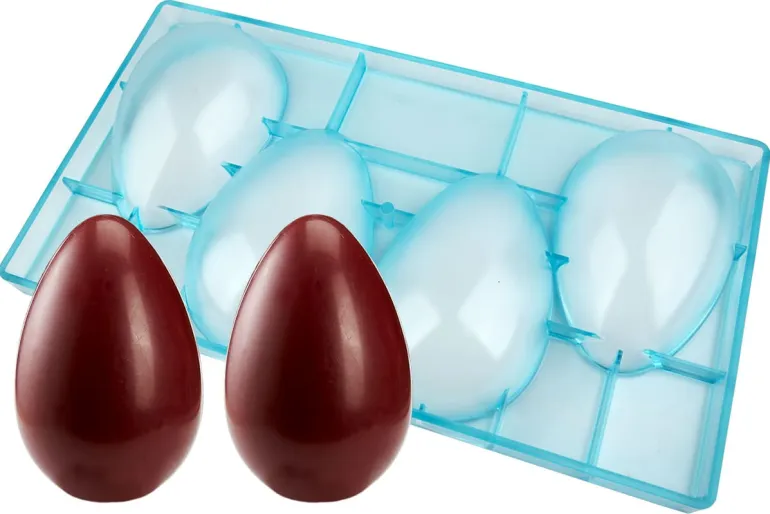 Moule chocolat demi-oeuf lisse 4 empreintes 13 x 8,7 cm
