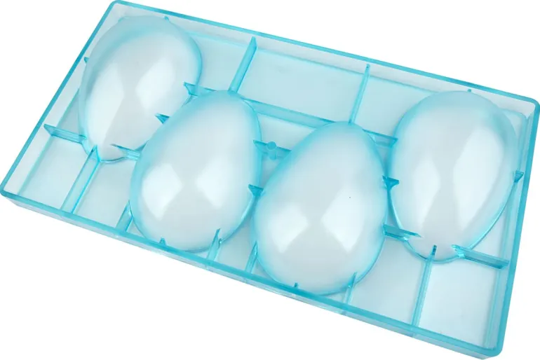 Moule chocolat demi-oeuf lisse 4 empreintes 13 x 8,7 cm