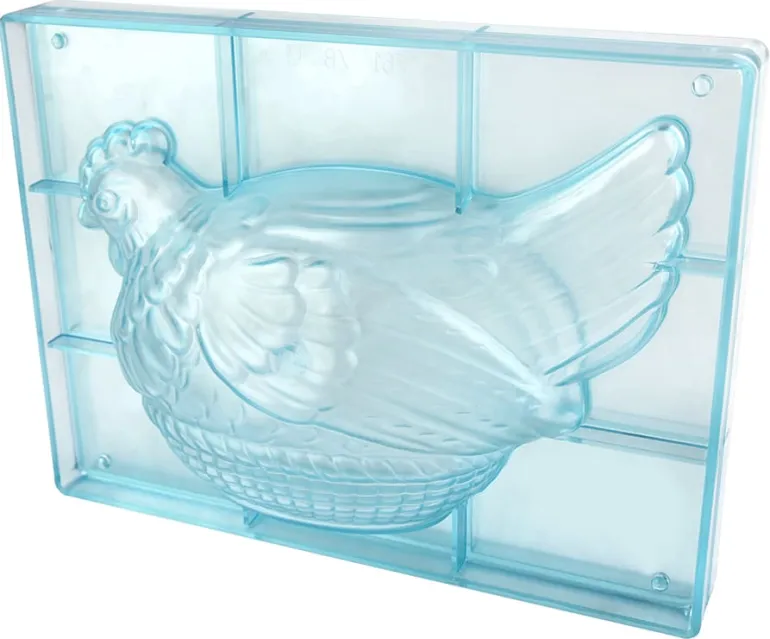 Moule chocolat double Grande poule dans son panier