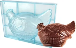 Moule chocolat double Grande poule dans son panier