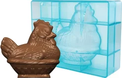 Moule chocolat double Poule dans son panier