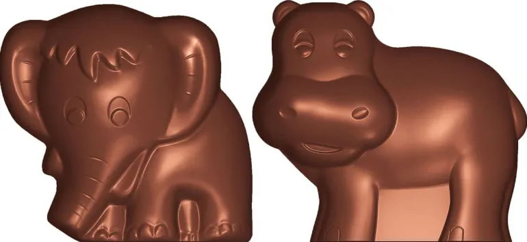 Moule chocolat éléphant et hippopotame