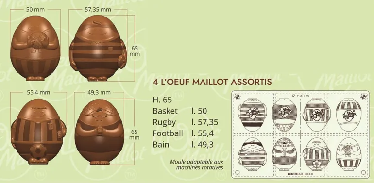 Moule chocolat Oeuf Bain, basket, foot, rugby L'Oeuf Maillot