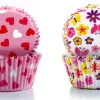 Moule à cupcakes (x 100) Coeurs et fleurs Ibili