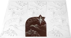 Moule pour embout de bûche design paysage neigeux pré imprimé Florensuc