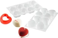Moule silicone Amorini 8 coeurs bombés 30 x 17,5 cm Silikomart