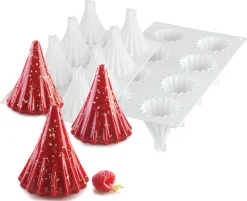 Moule silicone Astro 8 sapins coniques Ø 6,7 cm 30 x 17,5 cm Silikomart