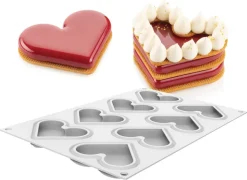Moule silicone 8 coeurs plats 30 x 17,5 cm Silikomart