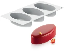Moule silicone 3 ellipses 14,8 x 7,6 x ht 4 cm Silikomart