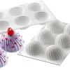 Moule silicone Parfum 6 demi sphères vrillées Ø 7,5 cm 30 x 17,5 cm Silikomart