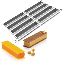 Moule silicone 8 rectangles décorés biscuit 30 x 17,5 cm Silikomart