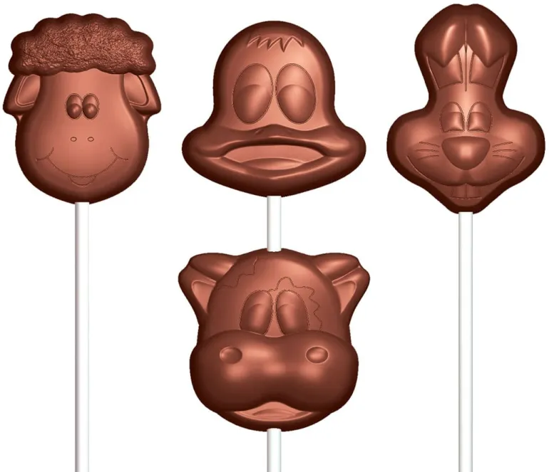 Moule sucettes en chocolat figurines de Pâques