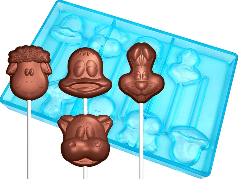 Moule sucettes en chocolat figurines de Pâques