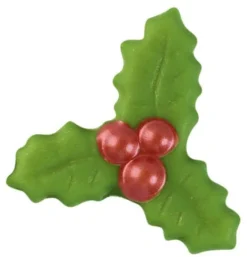 Moule thermoformé pré-imprimé Feuille de houx 3 branches 4 x 4,3 cm Florensuc