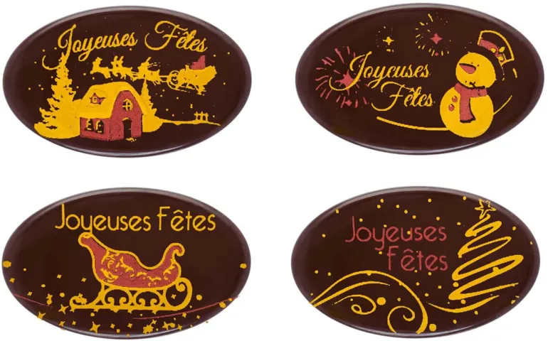 Moule thermoformé pré-imprimé Ovale Joyeuses Fêtes 5,5 x 3,4 cm Florensuc