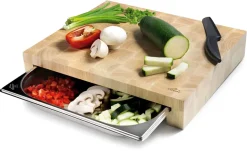 Planche à découper en bois avec 1 bac inox 41 x 34 cm Lacor
