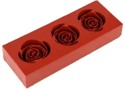 Plaque en silicone pour moulage 3 roses Ø 4 cm Déco Relief