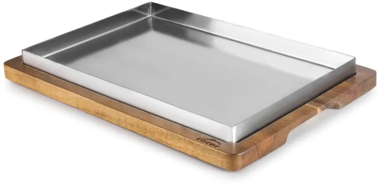 Plateau de cuisson et de présentation Inox et bois d'acacia 33 x 23 cm Lacor