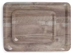 Plateau de service mélamine imprimé bois foncé 53 x 37 cm Hendi
