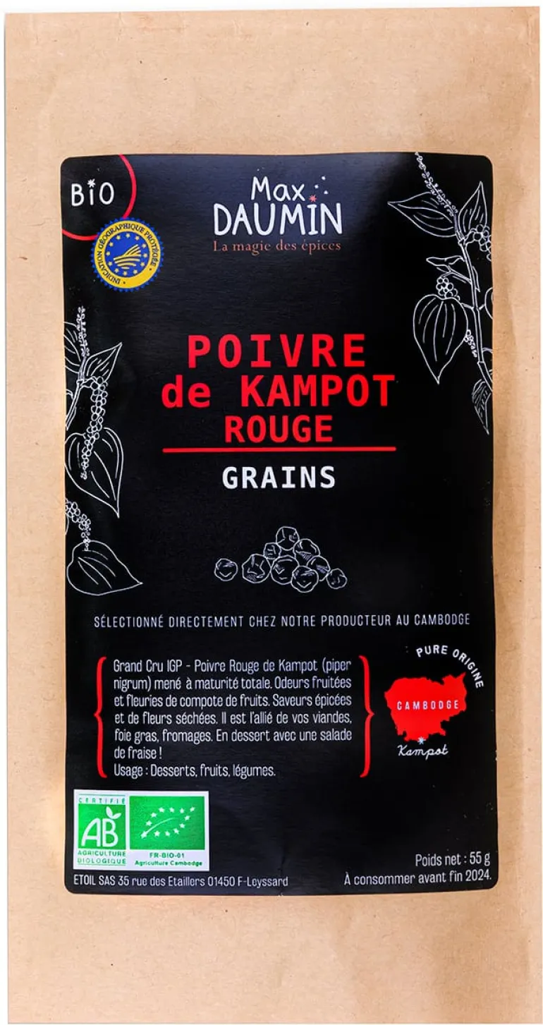 Poivre de Kampot Rouge IGP Bio 55 g Max Daumin