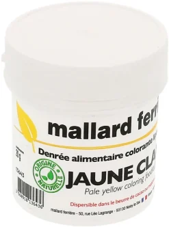 Poudre colorante naturelle liposoluble jaune clair 20 g Mallard Ferrière