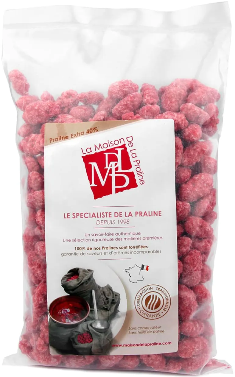 Praline rose entière artisanale 40% amandes 1 kg La Maison de la Praline