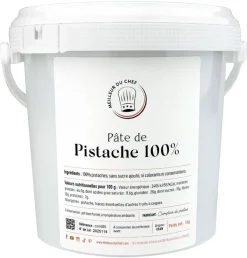 Pâte de pistache 100% sans sucre ajouté ni colorants 1 kg Comptoir du Praliné
