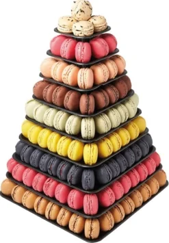 Pyramide à macarons carrée noire