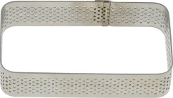 Rectangle à tarte perforé inox Bord arrondi 9 x 5 cm Mallard Ferrière