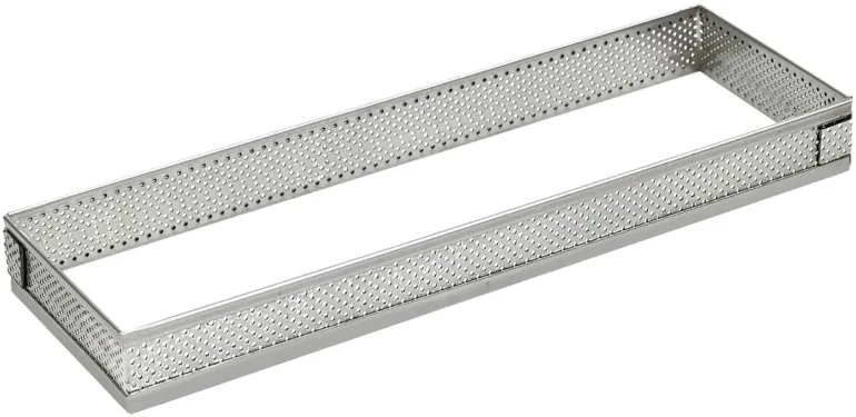 Rectangle à tarte perforé inox ht 3,5 cm 20 x 7 cm Mallard Ferrière
