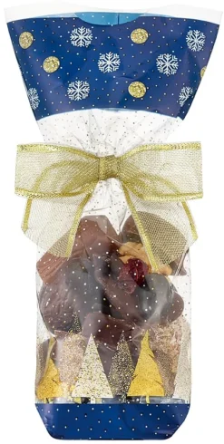 Sachet à confiserie Douce Nuit boules et flocons 22 x 10 cm