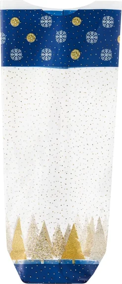 Sachet à confiserie Douce Nuit boules et flocons 22 x 10 cm