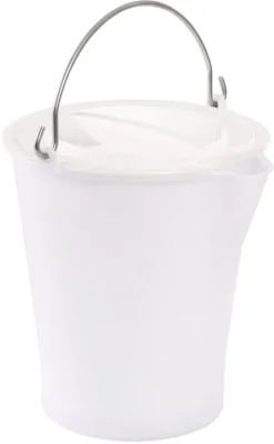 Seau rond 12 L (sans couvercle) anse inox avec bec verseur blanc Gilac