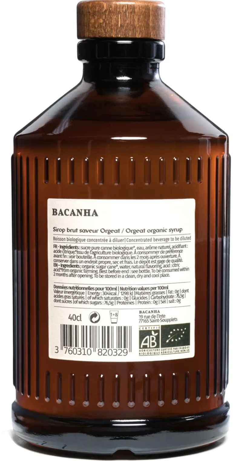 Sirop Bio d'orgeat 40 cl Bacanha