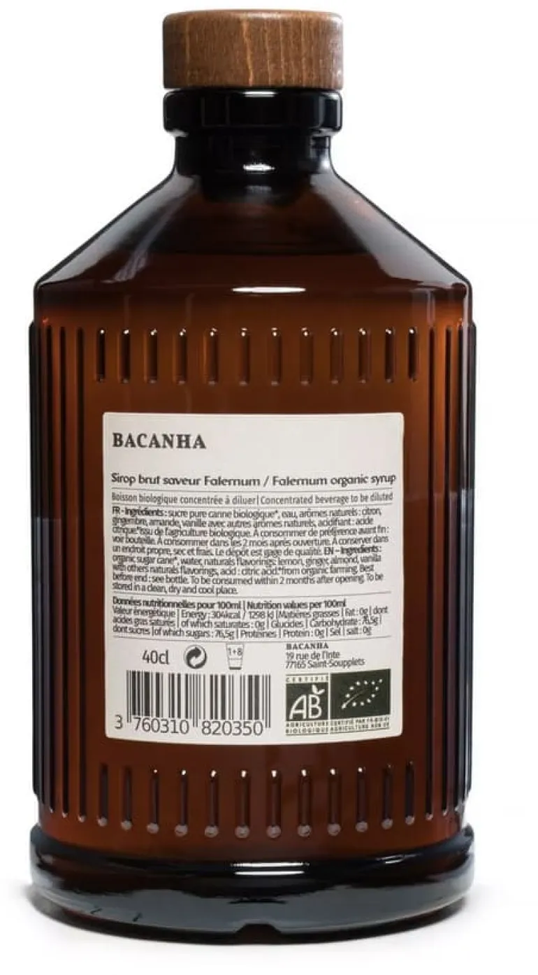 Sirop Bio falernum 40 cl Bacanha