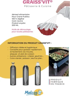 Spray de démoulage Graiss'Vit 200 ml Malcos