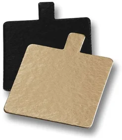 Support carton avec languette carré or/noir 7 x 7 cm (x 200) Meilleur du Chef