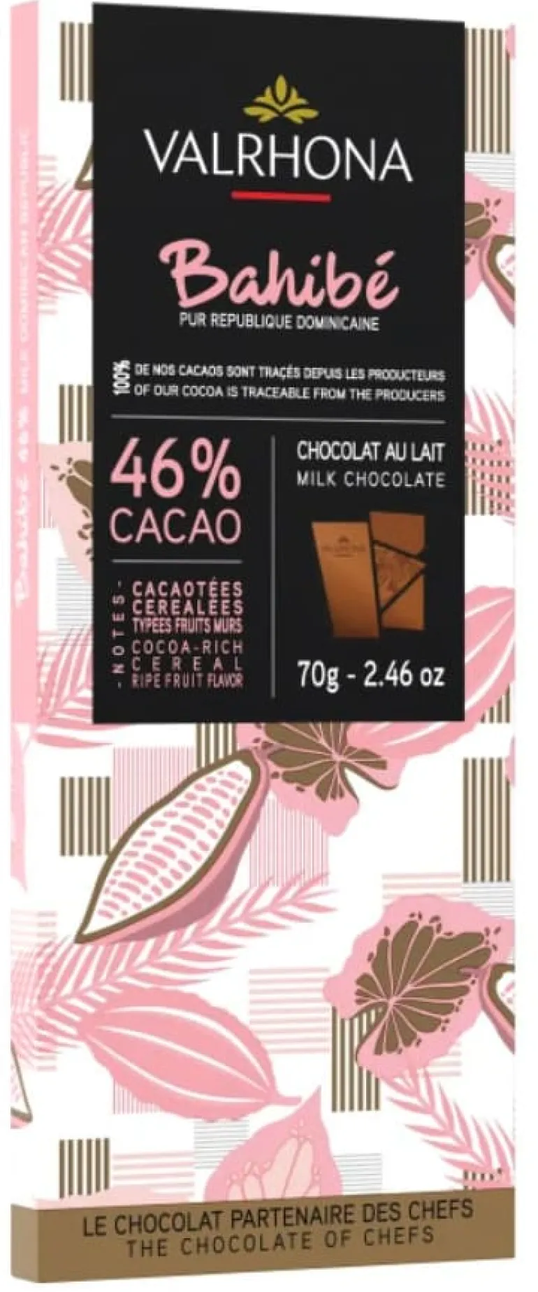 Tablette chocolat au lait Bahibé 46% 70 g Valrhona
