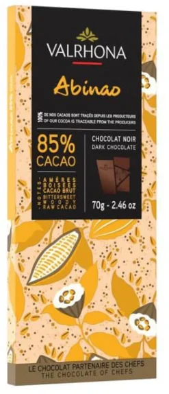 Tablette chocolat noir Abinao 85% 70 g Valrhona