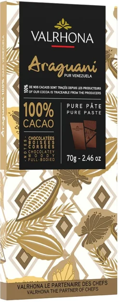 Tablette chocolat noir Araguani 100% 70 g Valrhona