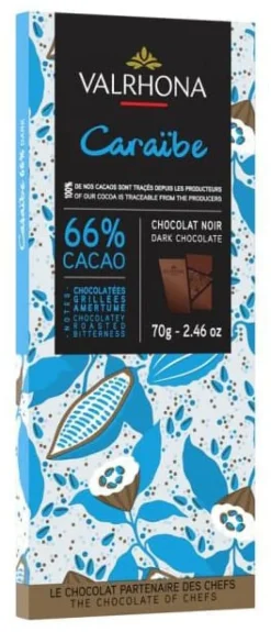Tablette chocolat noir Caraibe 66% 70 g Valrhona
