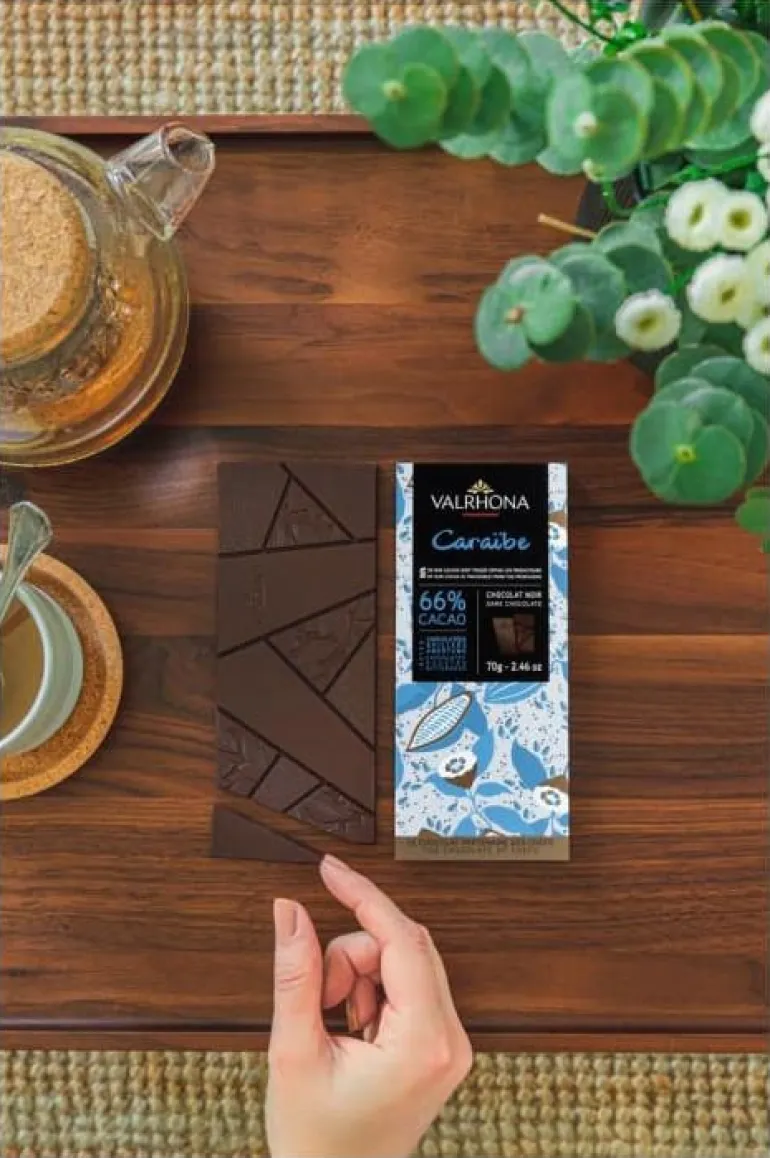 Tablette chocolat noir Caraibe 66% 70 g Valrhona