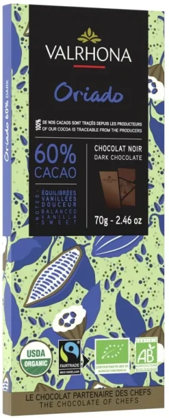 Tablette chocolat noir Oriado 60% 70 g Valrhona