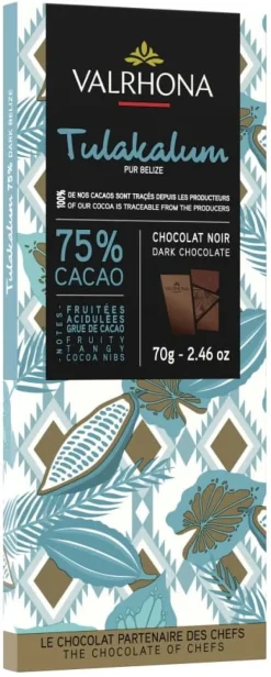 Tablette chocolat noir Tulakalum 75% 70 g Valrhona