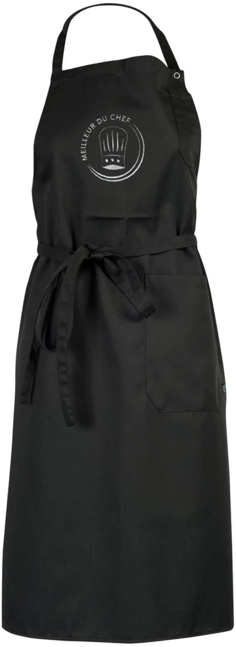 Tablier Loti brodé "Meilleur du Chef" Noir (broderie fil blanc) Robur