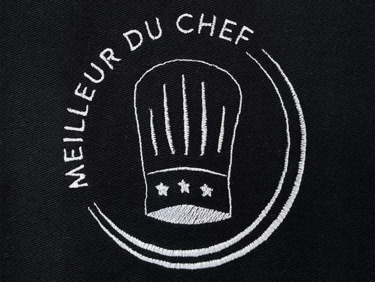 Tablier Pise brodé "Meilleur du Chef" Noir (broderie fil blanc) Robur