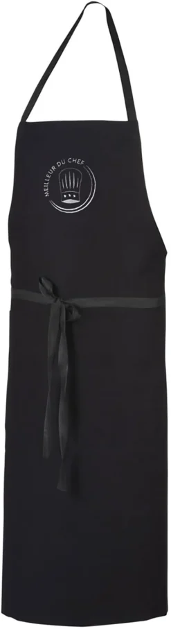Tablier Pise brodé "Meilleur du Chef" Noir (broderie fil blanc) Robur