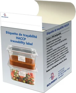 Étiquette d'identification HACCP (x 250) pour bacs gastronorme 7,1 x 5,1 cm