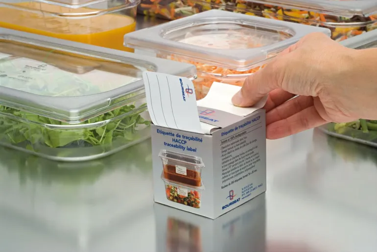 Étiquette d'identification HACCP (x 250) pour bacs gastronorme 7,1 x 5,1 cm