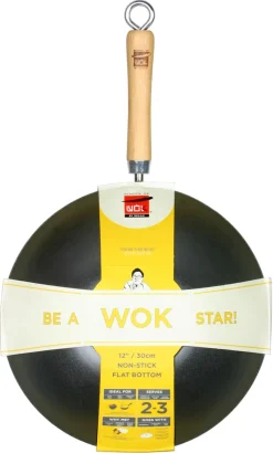 Wok acier anti-adhésif à fond plat Ø 30 cm Dexam